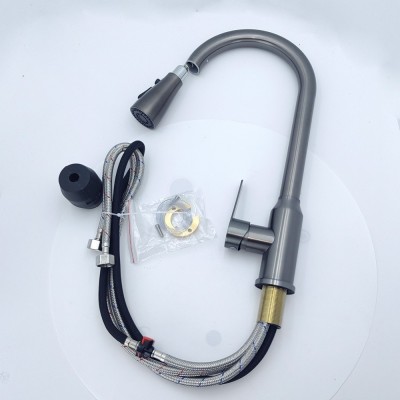 厂家批发不锈钢宝塔枪灰抽拉洗菜盆龙头阳台柜冷热水抽拉龙头图2