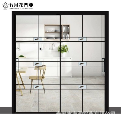 铝合金极窄推拉门 16边框两三四联动厨房客厅隔断门玻璃推拉门图2