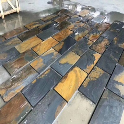 厂家批发锈色青石板花园别墅防滑锈色文化石室外户外庭院院子地砖