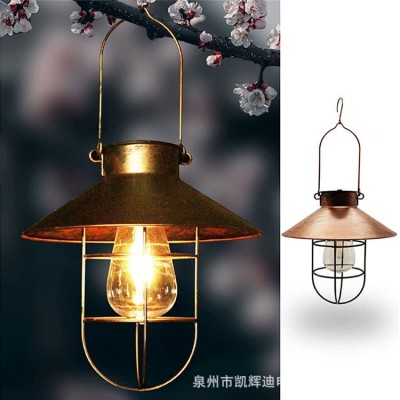 现货太阳能灯笼户外露台装饰铁艺太阳能钨丝灯花园复古太阳能吊灯图2