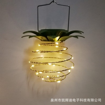 太阳能菠萝灯2460粒暖白灯带户外防水庭院装饰灯现货太阳能吊挂灯