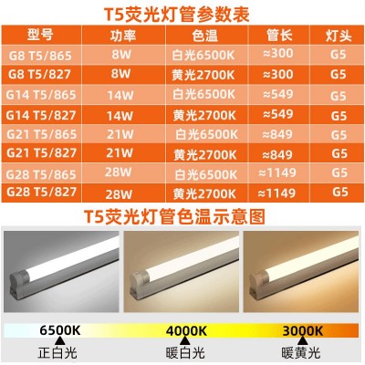 FSL佛山照明T5灯管三基色节能荧光灯管传统日光灯格栅灯 镜前灯28W图3