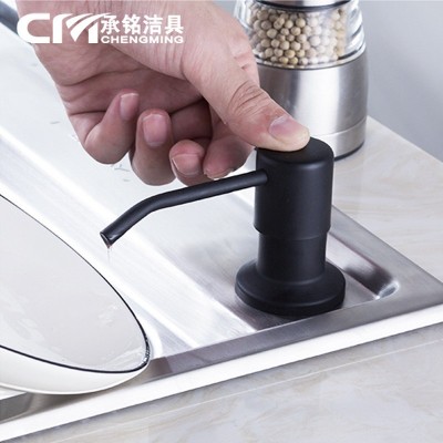 黑色304不锈钢塑料水槽皂液器 厨房洗洁精洗手液瓶子
