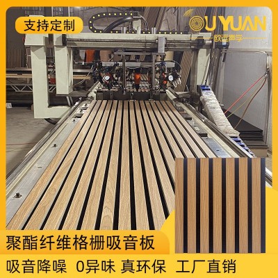 跨境聚酯纤维木条格栅吸音板MDF密度板隔音材料墙面装饰环保阻燃图2
