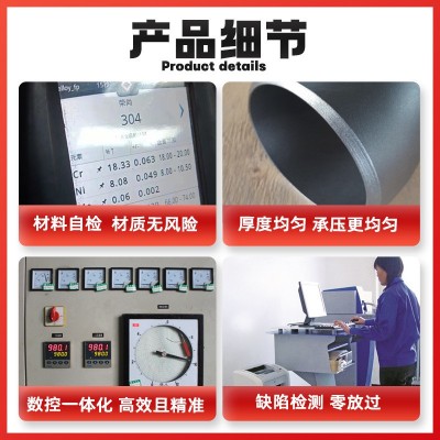 现货定制304/316L无缝不锈钢弯头90度直角焊接弯头45度化工管件图2