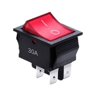 上开 上海永星大电流船型开关KCD2-21N-BR 30A 红色带灯 4 脚2档图5