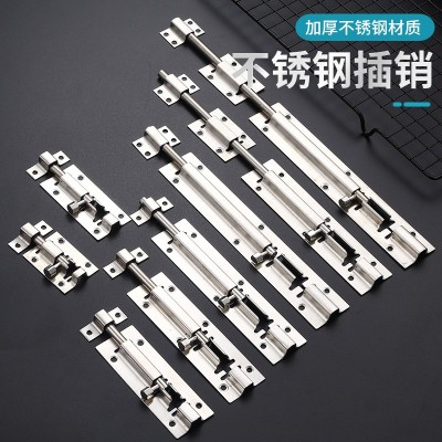 不锈钢插销加厚防盗门窗方形插销栓窗户橱柜门栓门扣明装中方插销