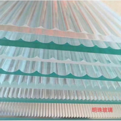 长虹压花玻璃隔断屏风水波纹瓦楞立体条纹钢化艺术玻璃图2