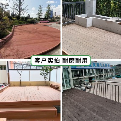 条纹塑木地板户外别墅庭院阳台花园防腐木工程栈道改造木纹环保板图4