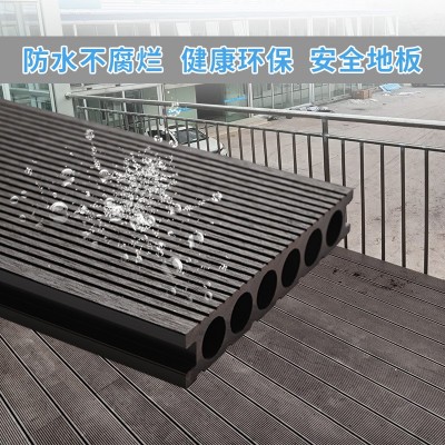 成都户外条纹塑木地板庭院花园直纹pe木塑地板露台栈道竖纹木地板图3