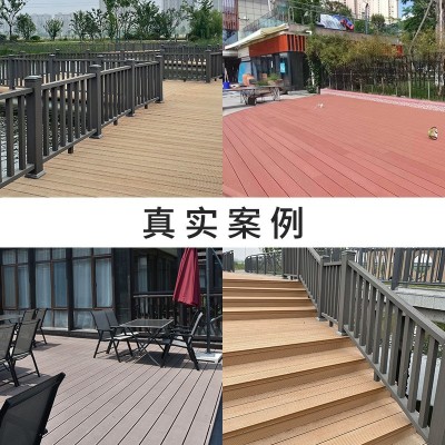 成都户外条纹塑木地板庭院花园直纹pe木塑地板露台栈道竖纹木地板图2