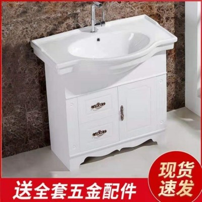 浴室柜组合落地式欧式仿古小户型卫生间洗漱台洗脸盆柜卫浴柜pvc图2