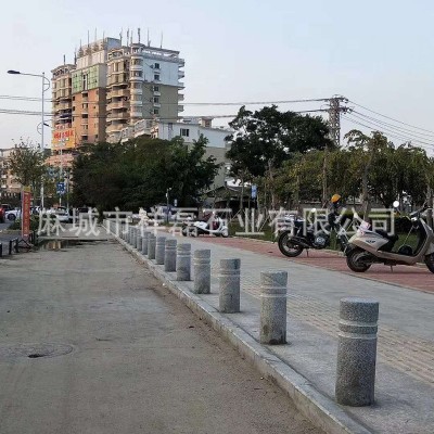 花岗岩人行道挡车石柱子芝麻白圆形马路长条防撞石墩子市政工程