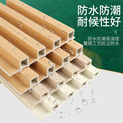 塑木格栅板室内装修电视背景墙凹凸型网红木塑格栅护墙板厂家图3