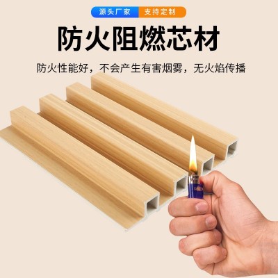 塑木格栅板室内装修电视背景墙凹凸型网红木塑格栅护墙板厂家图2