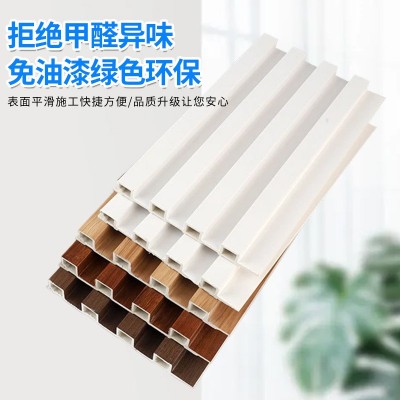 塑木格栅板室内装修电视背景墙凹凸型网红木塑格栅护墙板厂家图4