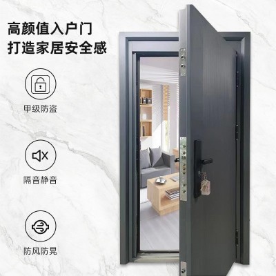 厂家家用防盗安全门 双面花纹全钢进户门 加高门楣隔音防盗门图3