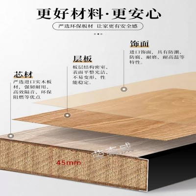 极窄铝木门室内实木门办公室出租房卧室门极简房间铝边框室内门图2