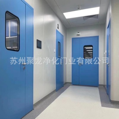 钢制净化子母门洁净门带视窗及不锈钢门锁配套50MM彩钢板图2
