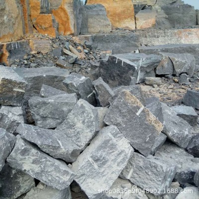 青灰色青石块石垒墙石 园林景观砌墙条石 挡土墙护坡浆砌片石毛石图4