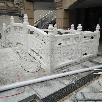 定制四川汉白玉大理石大板雪花拼花白玉桥栏杆石雕厂家建材批发图2