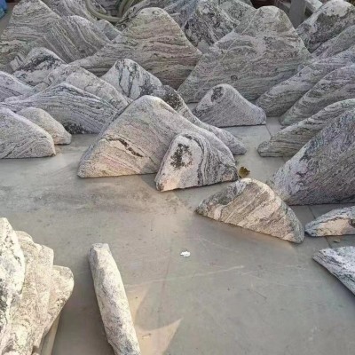 雪浪石切片组合景观石室内枯山水造景天然假山石头庭院泰山石摆件