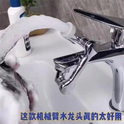 铜新型1080度可旋转万向水龙头脸盆防溅水嘴洗漱延伸机械臂图2