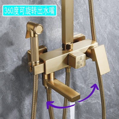拉丝金花洒套装家用简约轻奢淋浴器卫生间浴室增压套装带喷 枪跨境图3
