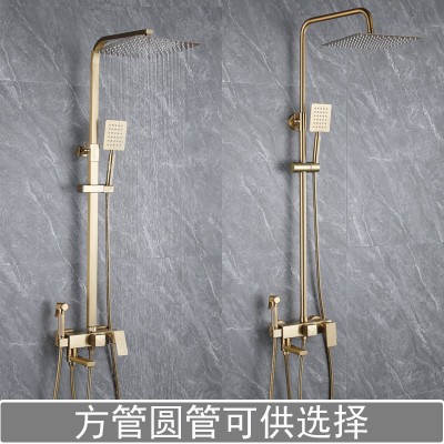 拉丝金花洒套装家用简约轻奢淋浴器卫生间浴室增压套装带喷 枪跨境图4