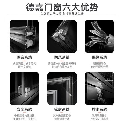 级断桥铝合金左右推拉窗别墅带纱窗封阳台隔音隔热开窗门窗图4