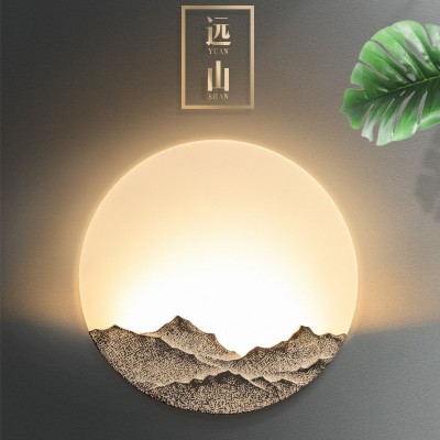 新中式创意壁灯卧室床头高级感客厅楼梯过道酒店户外壁画中 山灯具图2