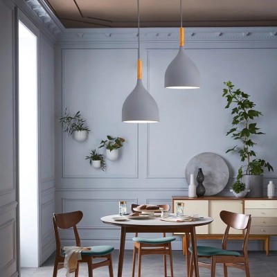 北欧木艺彩色吊灯创意个性餐厅吧台奶茶店办公室早教室马卡龙灯具图3