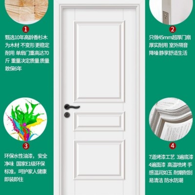 实木商家卧室门法式现代专用全套定复古一体多层全实木平开门简易图2