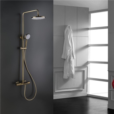 外贸款铜恒温淋浴顶喷花洒套装大花洒升降架淋喷头大平面淋浴主体图4