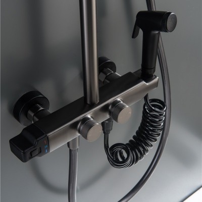 厂家直销带妇洗器喷枪明装四档恒温淋浴花洒套装烤漆花洒头淋蓬头图3