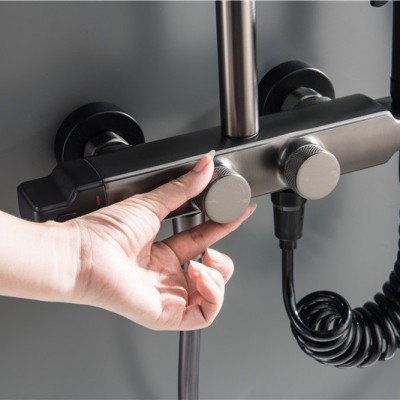 厂家直销带妇洗器喷枪明装四档恒温淋浴花洒套装烤漆花洒头淋蓬头图4