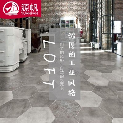 水泥灰色六边形地板砖600*520 北欧防滑厨卫阳台餐厅六角仿古瓷砖图3