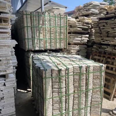 天然石材花岗岩黄金麻火烧板冰裂纹白麻碎拼铺地不规则地铺大理石图4