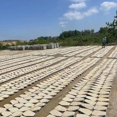 天然石材花岗岩黄金麻火烧板冰裂纹白麻碎拼铺地不规则地铺大理石图2