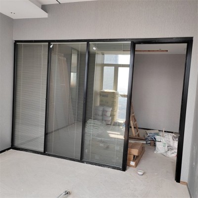 办公室玻璃隔断墙隔音透明单双层百叶写字楼防火图5