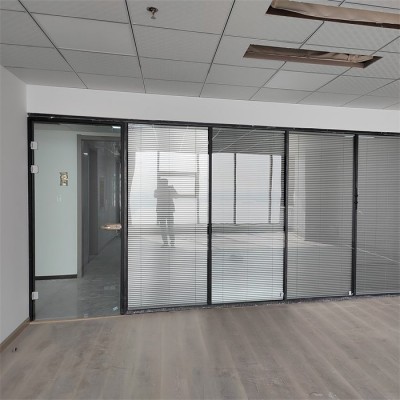 办公室玻璃隔断墙隔音透明单双层百叶写字楼防火图2