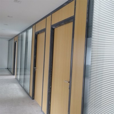 办公室玻璃隔断墙隔音透明单双层百叶写字楼防火