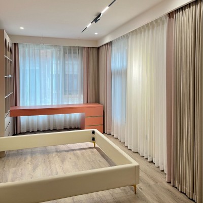 加厚窗帘电动客厅卧室餐厅遮阳成品批工厂批发双层简约静音小清新图2