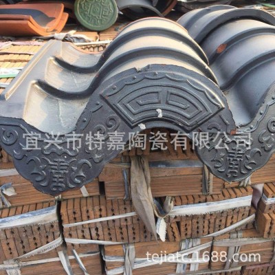 琉璃瓦连体瓦 滴水瓦花岩滴水 古建瓦头 仿古屋檐 徽派建筑古典瓦