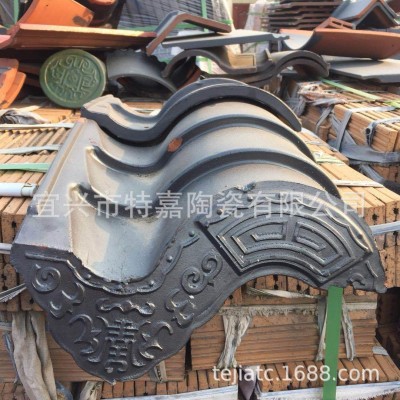 琉璃瓦连体瓦 滴水瓦花岩滴水 古建瓦头 仿古屋檐 徽派建筑古典瓦图3