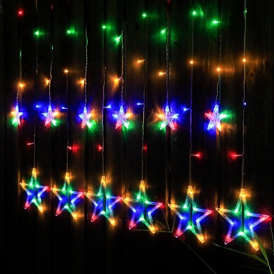 亚马逊跨境太阳能星月灯窗帘灯星星灯圣诞庭院装饰灯防水彩灯串灯图3