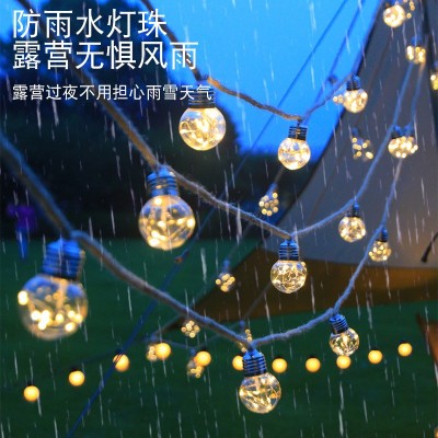 太阳能LED麻绳灯串庭院户外防水装饰灯圣诞节日场景彩灯铜线灯泡图2