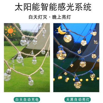 太阳能LED麻绳灯串庭院户外防水装饰灯圣诞节日场景彩灯铜线灯泡图4