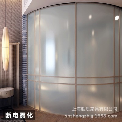 宁波嘉兴自贴膜智能调光玻璃电控雾化膜通电变色玻璃隔断投影门可图4