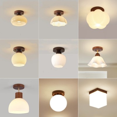 过道灯走廊灯中式复古衣帽间玄关吸顶灯胡桃木侘寂风入户门厅灯图4